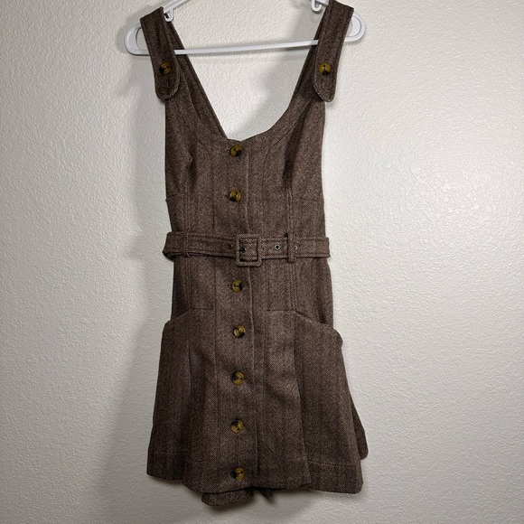 Free People Belong Together Herringbone Pinafore Minidress Women's Small - Picture 4 of 9